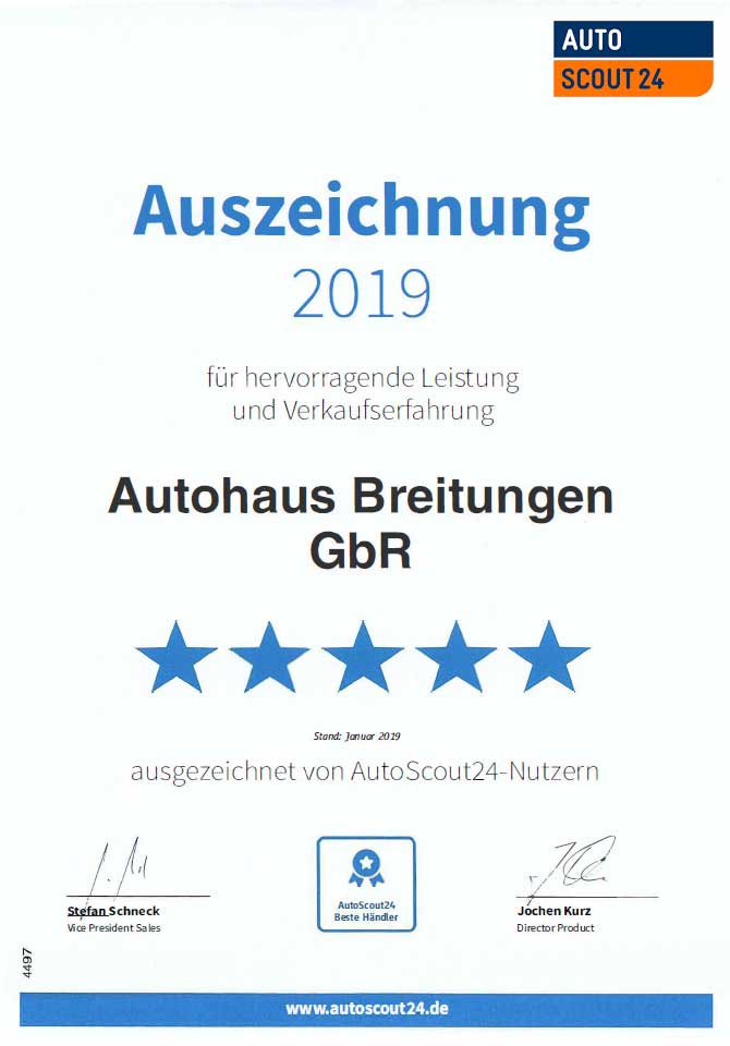 Urkunde Auto Scout 24
